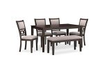 Langwest Dining Table and 4 Chairs and Bench (Set of 6) Online Sale