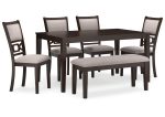 Langwest Dining Table and 4 Chairs and Bench (Set of 6) Online Sale