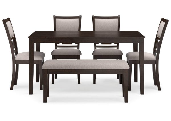 Langwest Dining Table and 4 Chairs and Bench (Set of 6) Online Sale