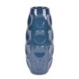 STONEWARE, 17  CIRCLE EMBOSSED VASE, NAVY For Sale