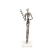 15  FLUTE MUSICIAN ON MARBLE BASE, SILVER Online now