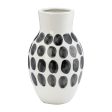 CER, 10 H BLK POLK-A-DOT FLOWER VASE, WHITE For Cheap