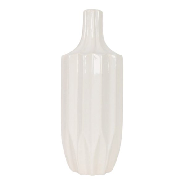 CER, 13  FLUTED VASE, WHITE For Discount