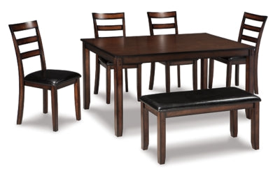 Coviar Dining Table and Chairs with Bench (Set of 6) Discount