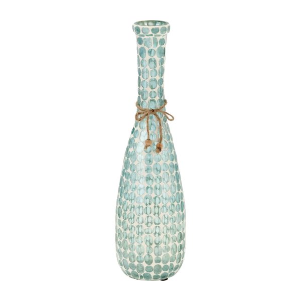 GLASS, 16 H MOSAIC VASE, BLUE Sale