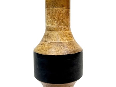 MANGO WOOD, 11  2-TONE VASE, BROWN BLACK Cheap