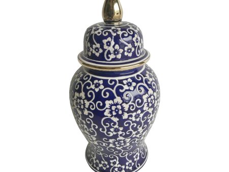 14  TEMPLE JAR W  JASMINE FLOWER, BLUE & WHITE Cheap