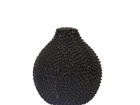 EC, GLOSS BLACK SPIKED CERAMIC VASE 8  Online Hot Sale