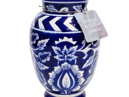 CERAMIC, 9  VINES TALAVERA VASE, BLUE WHITE For Sale