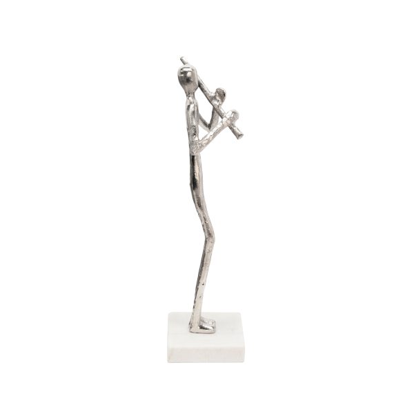 15  FLUTE MUSICIAN ON MARBLE BASE, SILVER Online now