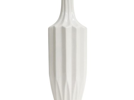 CER, 16  FLUTED VASE, WHITE For Sale