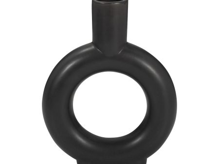 Cer, 9  Round Cut-Out Vase, Black Online Sale