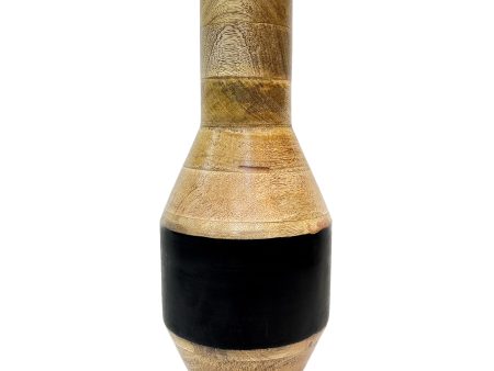 MANGO WOOD, 15  2-TONE VASE, BROWN BLACK For Cheap