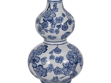 12  CHERRY BLOSSOM CHINOISERIE GOURD VASE, BLUE WH Discount