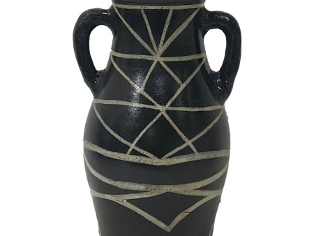 TERRACOTTA, 14 H MODERN EARED VASE, BLACK Online Sale