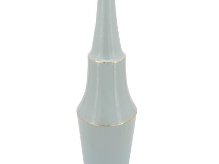 METAL, 33 H VASE W  GOLD TRIMS, GRAY Fashion