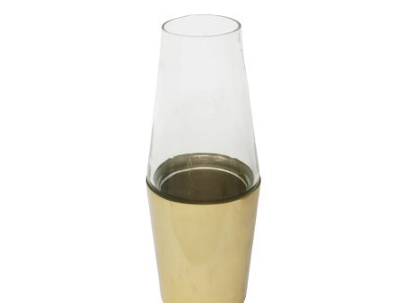 10.5  METAL & GLASS VASE, GOLD Supply