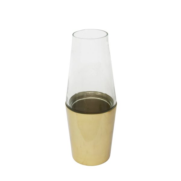 10.5  METAL & GLASS VASE, GOLD Supply